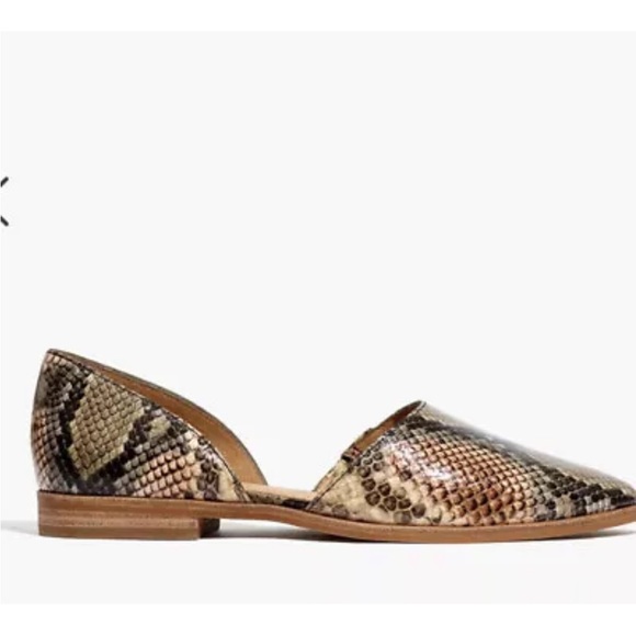 MADEWELL D’ORSAY FLAT SNAKE EMBOSSED LEATHER FLAT MB695 - Picture 3 of 6